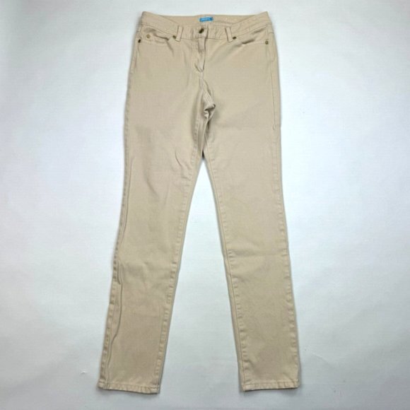 J Mclaughlin Lexi Jeans Women 8 EUC $178 Stretch‎ Cotton 5 Pockets Beige Pants - Picture 1 of 12